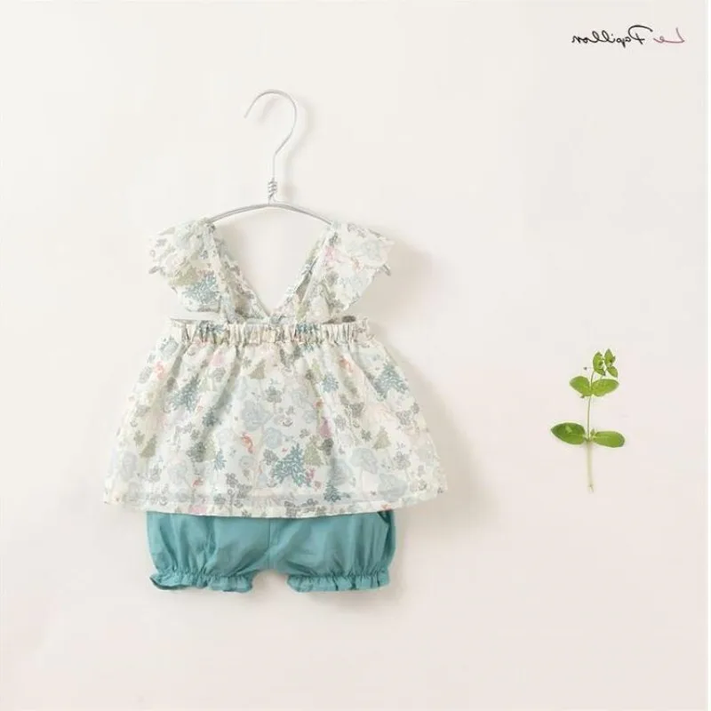 

Brand Summer Girls Clothing Sets Fashion Cotton Print Short sleeve T-shirt And Shorts Girls Clothes Cute Suits