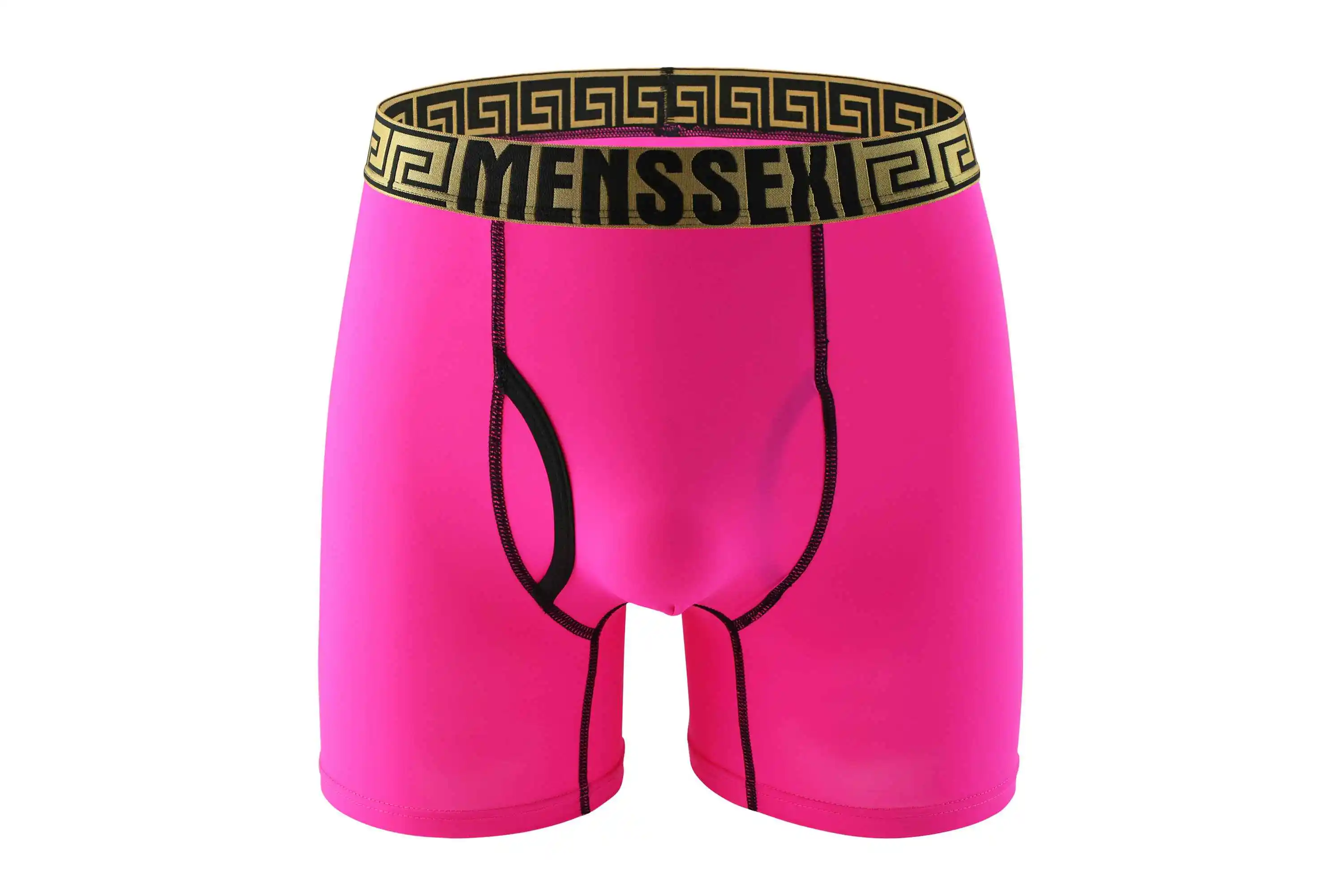 Розовый Высокое качество MENSSEXI новые длинные трусы нижнее белье нейлон Hombre фитнес мужские спортивные трусы шорты длинные - Цвет: Розовый