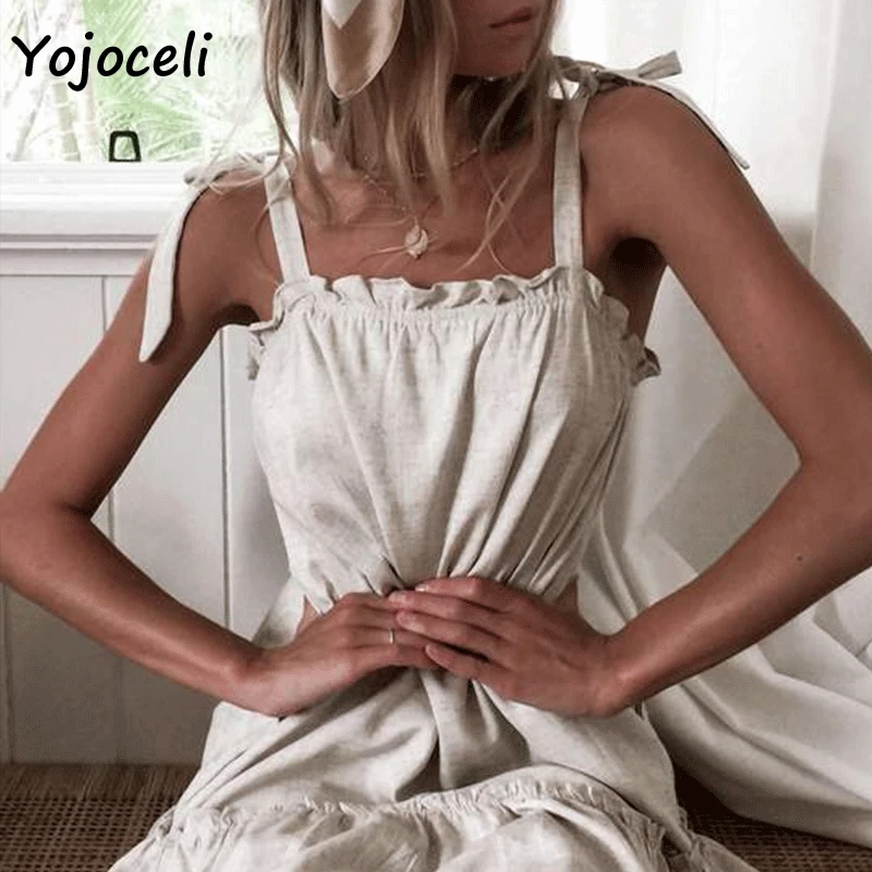 Yojoceli/2019 летнее милое платье с бантом хлопковый сарафан оборками уличная одежда