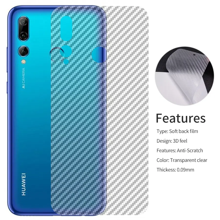 3D задняя защитная пленка из углеродного волокна для Huawei P30 Pro Lite P Smart Plus 2019 (не