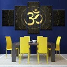 Домашний декор для гостиной, HD принты, современный холст, настенный плакат, 5 шт., Будда, Ом, Йога, живопись, золотой символ, картины