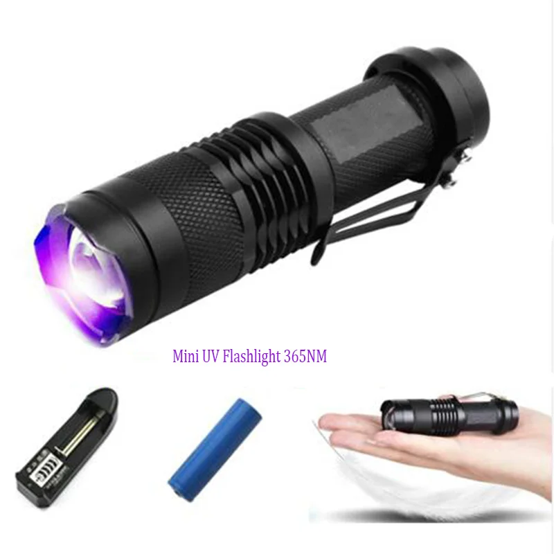 Cree Led ультрафиолетовый фонарик 365nm УФ лампы факел SK98 Портативный фиолетовый