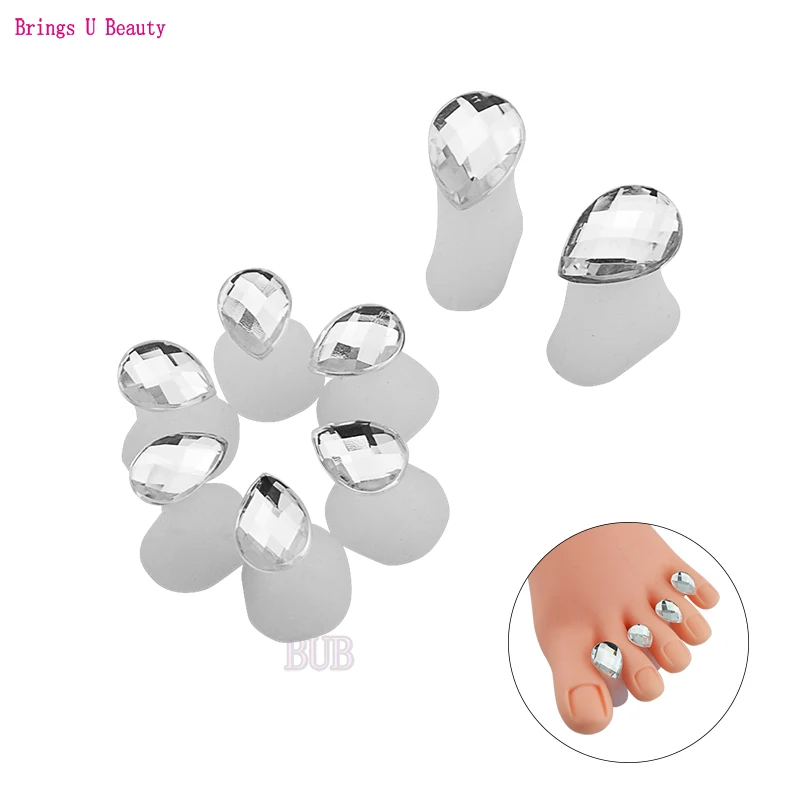 

8 pcs/pack Soft Silicone Foot Toe Separators Rhinestone Spacer Lock Finger Divider Pedicure Tool Home Salon DIY Nail Art Tools