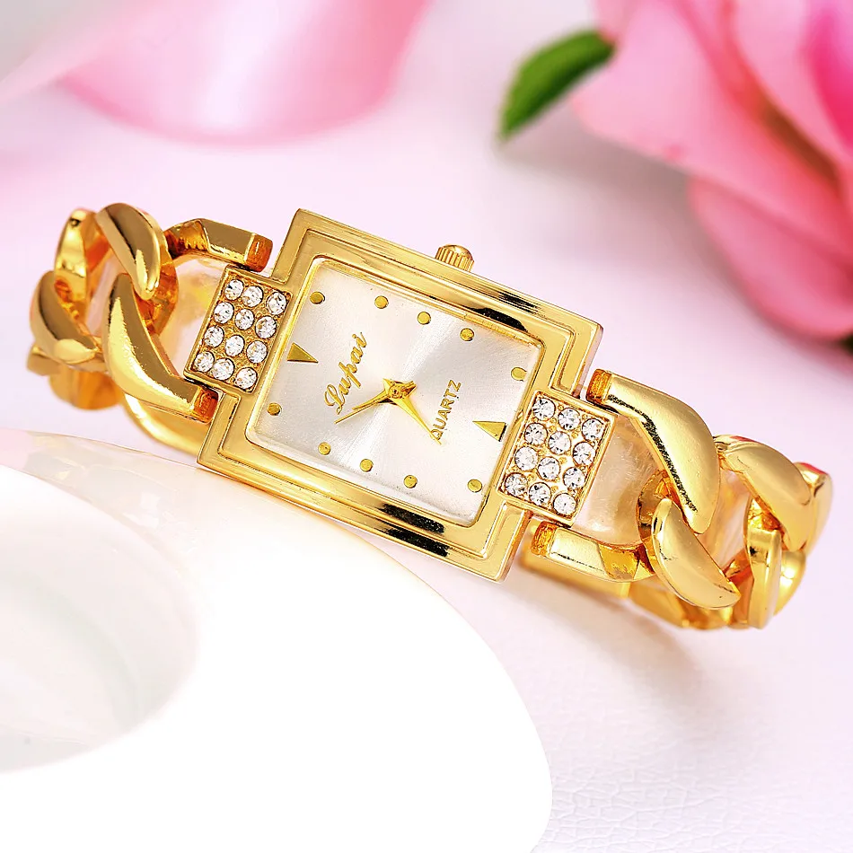 Часы наручные lvpai женские с золотым браслетом брендовые Роскошные стразы|Женские