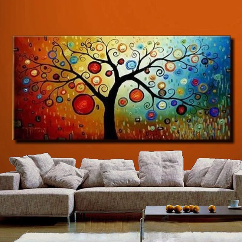 

Hand Painted Modern Abstract Life Tree Oil Painting On Canvas 1 Panel Art Set Home Wall Decoration Picture For Living Room Sale