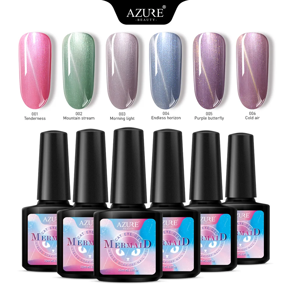 Azure Beauty 6 шт./лот Хамелеон кошачьи глаза УФ-гель для ногтей набор фиолетовый цвет