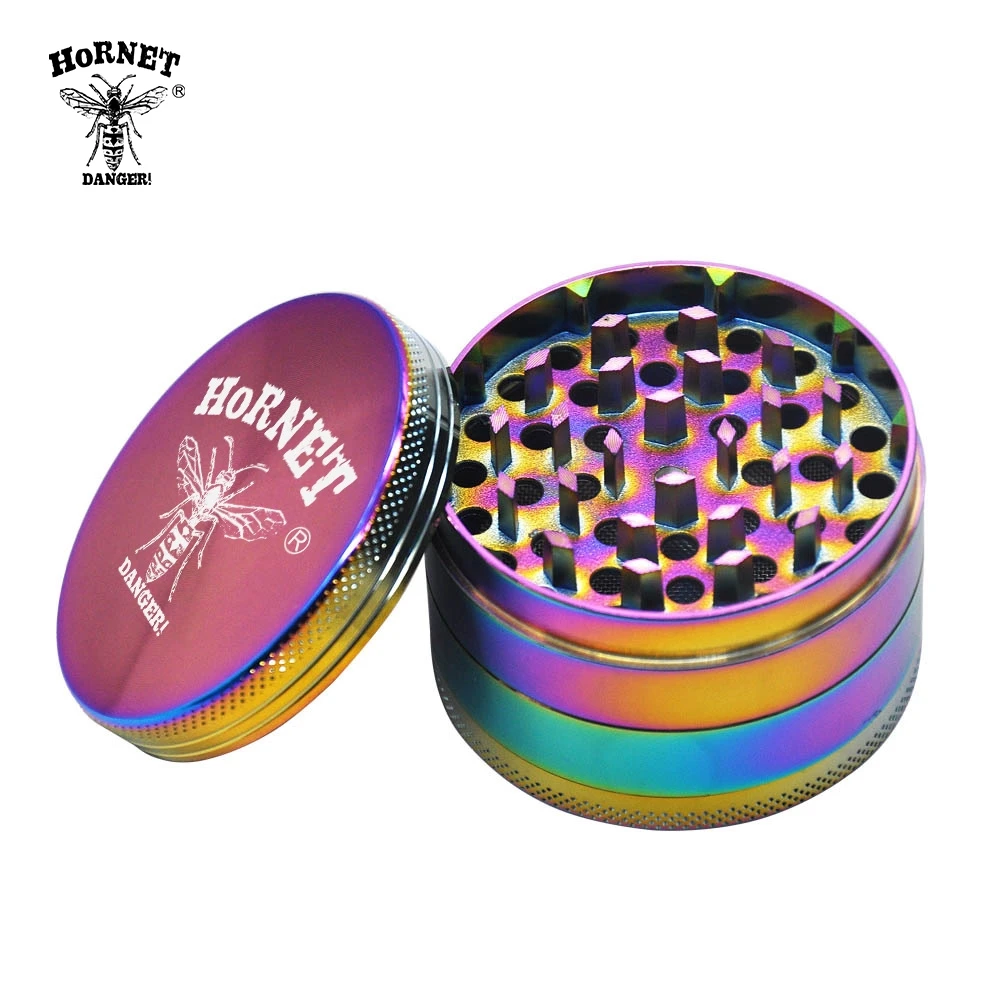 

HORNET Rainbow Zinc Alloy Metal Tobacco Herb Grinder Crusher Large 63MM 4-Piece Magnetic Smoking Grinder Hand Miller