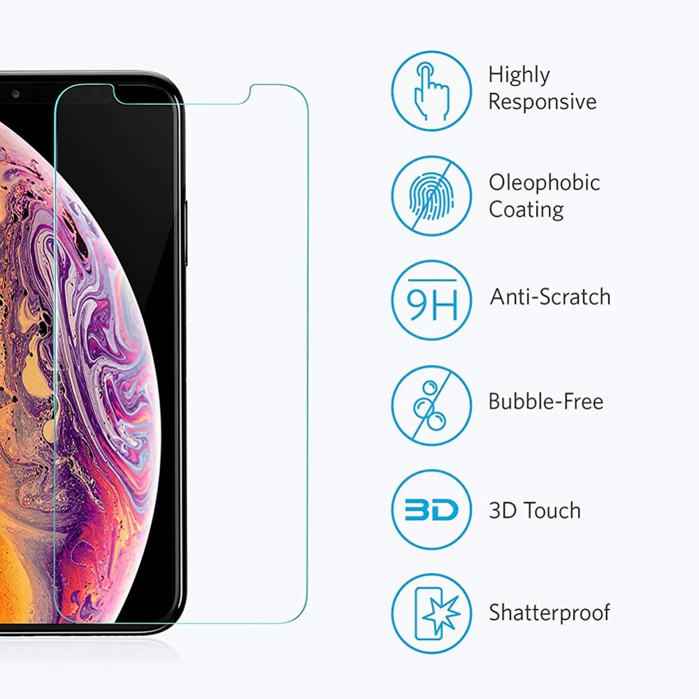 Для iPhone X/XS протектор экрана из закаленного стекла с твердостью 9 H толщиной 0 26 мм и