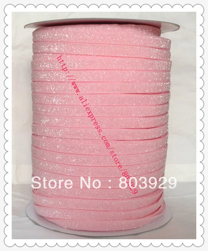 Эластичная металлическая лента для волос Lt. розовая Блестящая 3/8 &quotэластичная