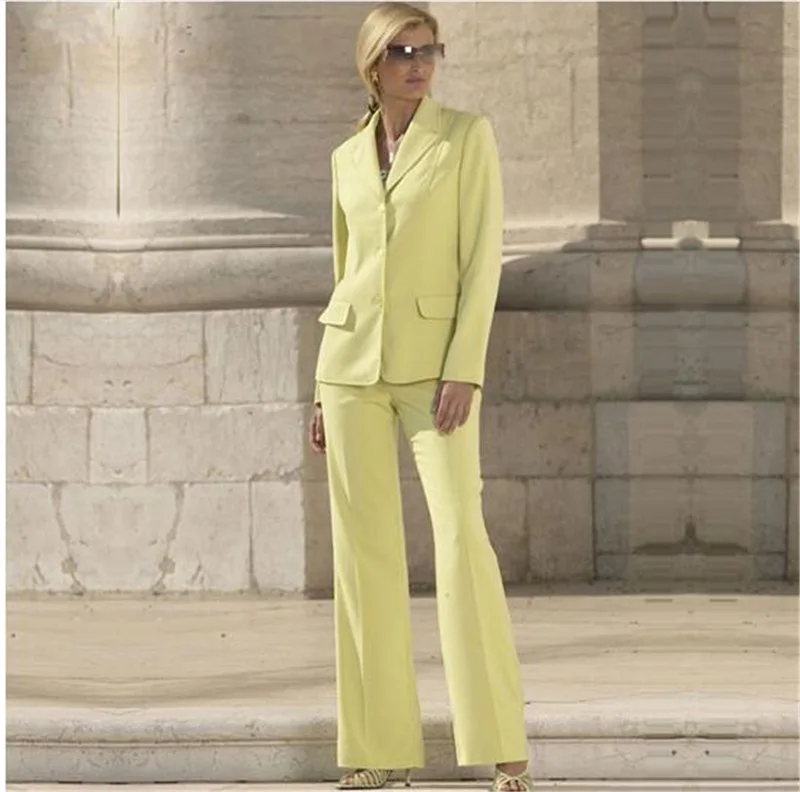 Женский комплект из 2 предметов со штанами офисный Блейзер брючный костюм легкий