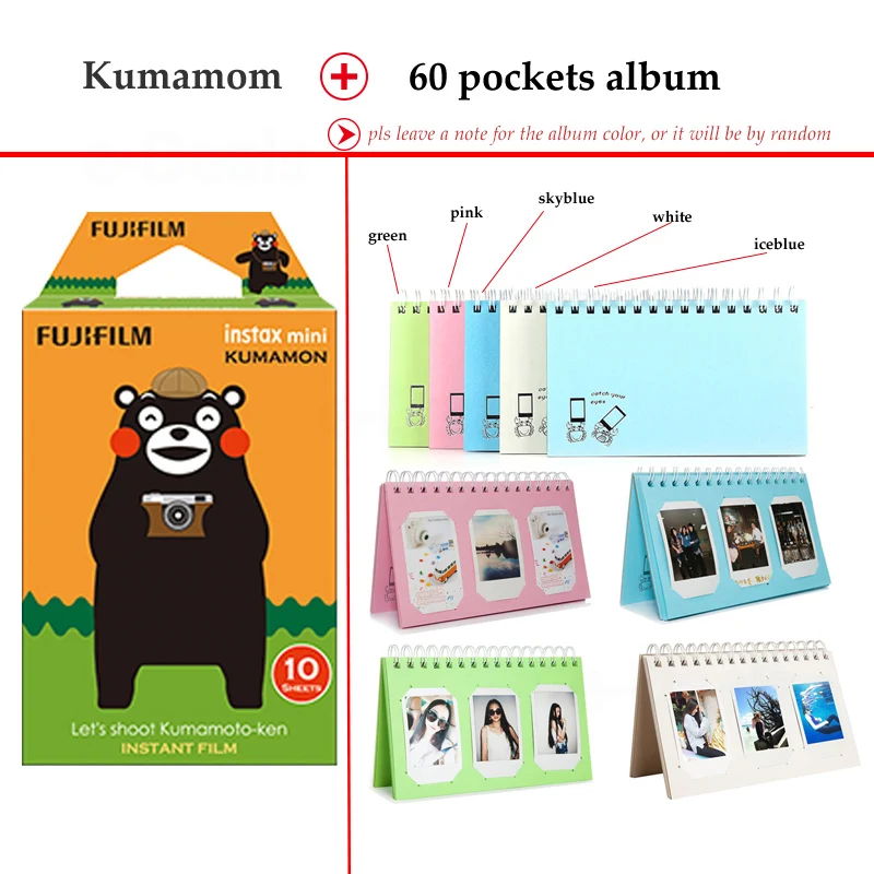 Fujifilm Instax Mini Film Kumamon 10 листов для 9 8 + 7s 70 90 25 мгновенный принтер Polariod камеры