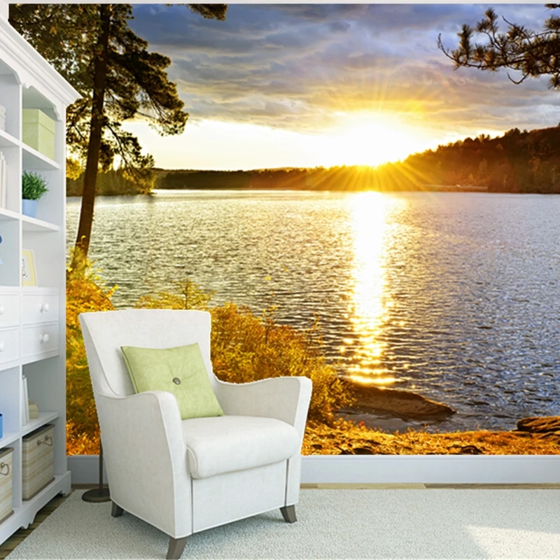 

Custom natural landscape wallpaper,Sunlight forest water,3D photo mural for living room bedroom wall PVC wallpaper