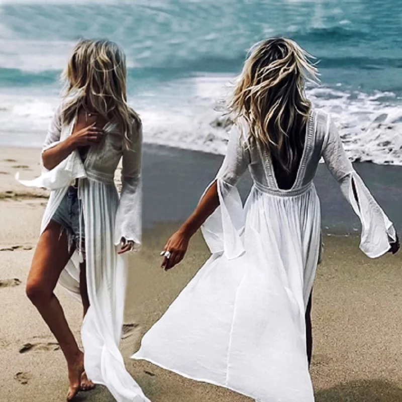 Женский пикантный Тонкий Сетчатый купальный костюм с длинным рукавом и завязкой