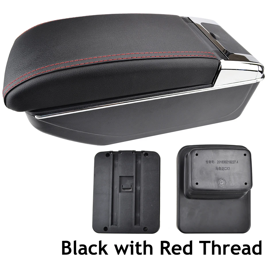 Red Thread Автомобильный подлокотник для Mazda CX-3 двойной подлокотник подстаканник- центральной консоли коробка кожа CX3 CX 3 - Название цвета: Red Thread