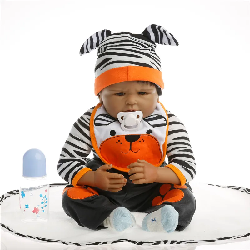SanyDoll 22 дюйма 55 см силиконовые куклы для новорожденных реалистичные милые черные