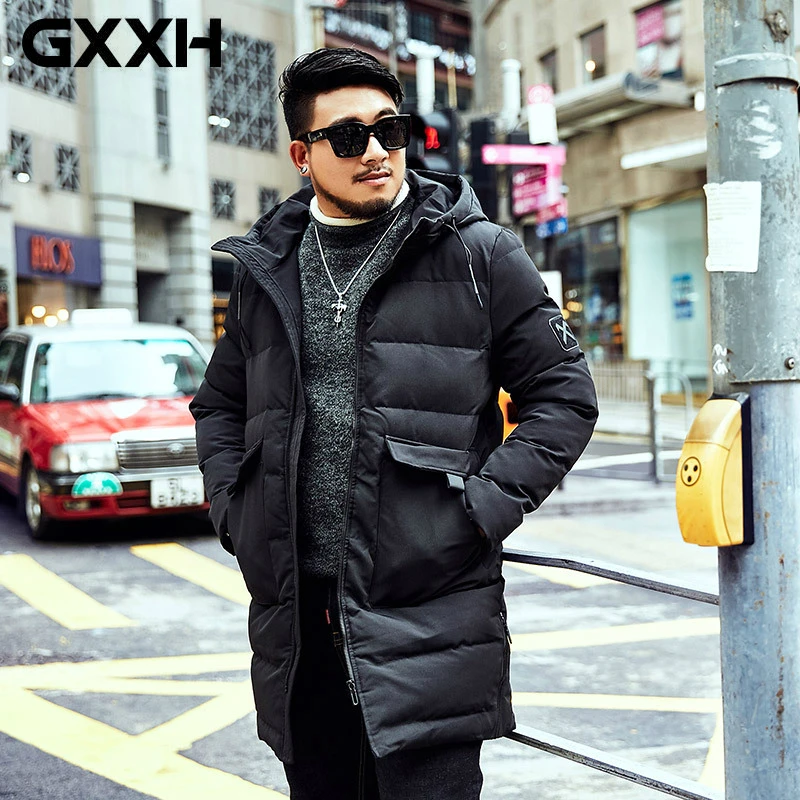 GXXH новая длинная толстая зимняя куртка для мужчин брендовая одежда теплое зимнее