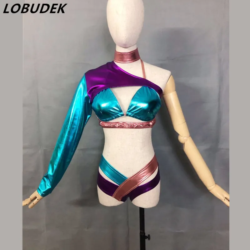 

Neck Ring bra jacket short set Performance Sexy Nightclub DJ Singer Dance Party Stage Wear Models Catwalk Stage Costume