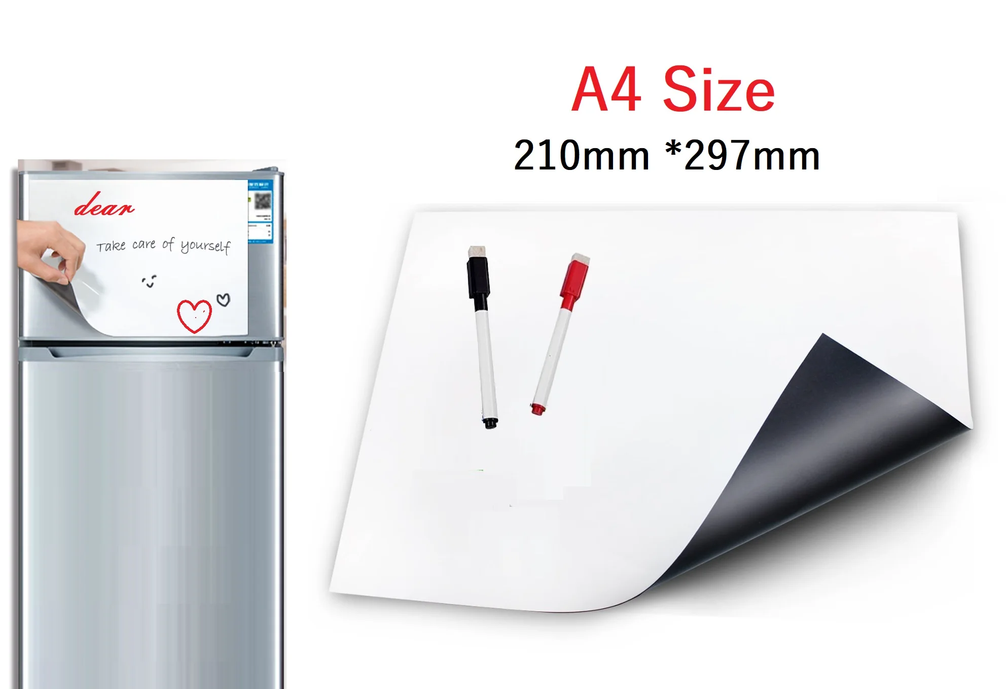 Магнитная доска WonYean A4 для холодильника магнитная записей на кухне 2 маркера |