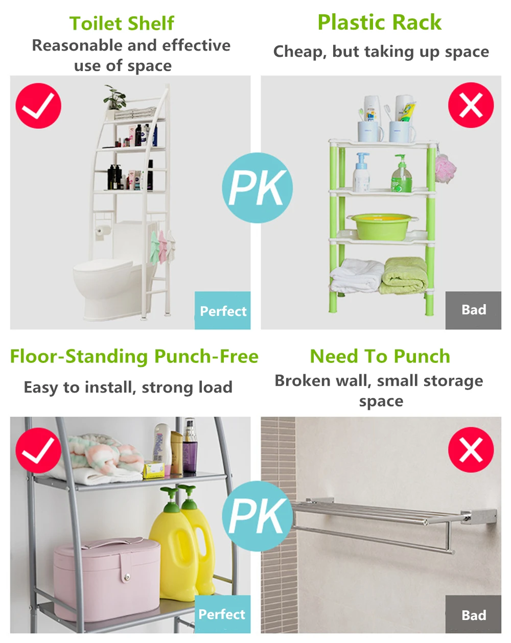 Полки для хранения ванной комнаты полка пространства над туалетом с держателем