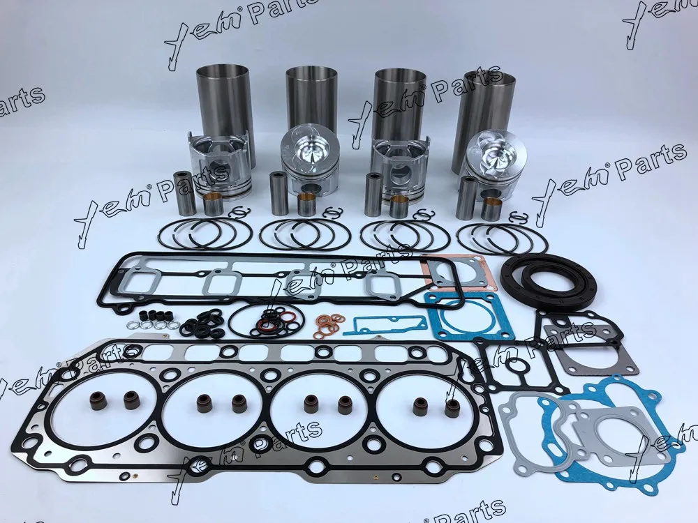 Для Yanmar детали двигателя S4D106 4TNE106 поршень с клапаном+ поршневое кольцо+ гильза цилиндра+ комплект прокладок
