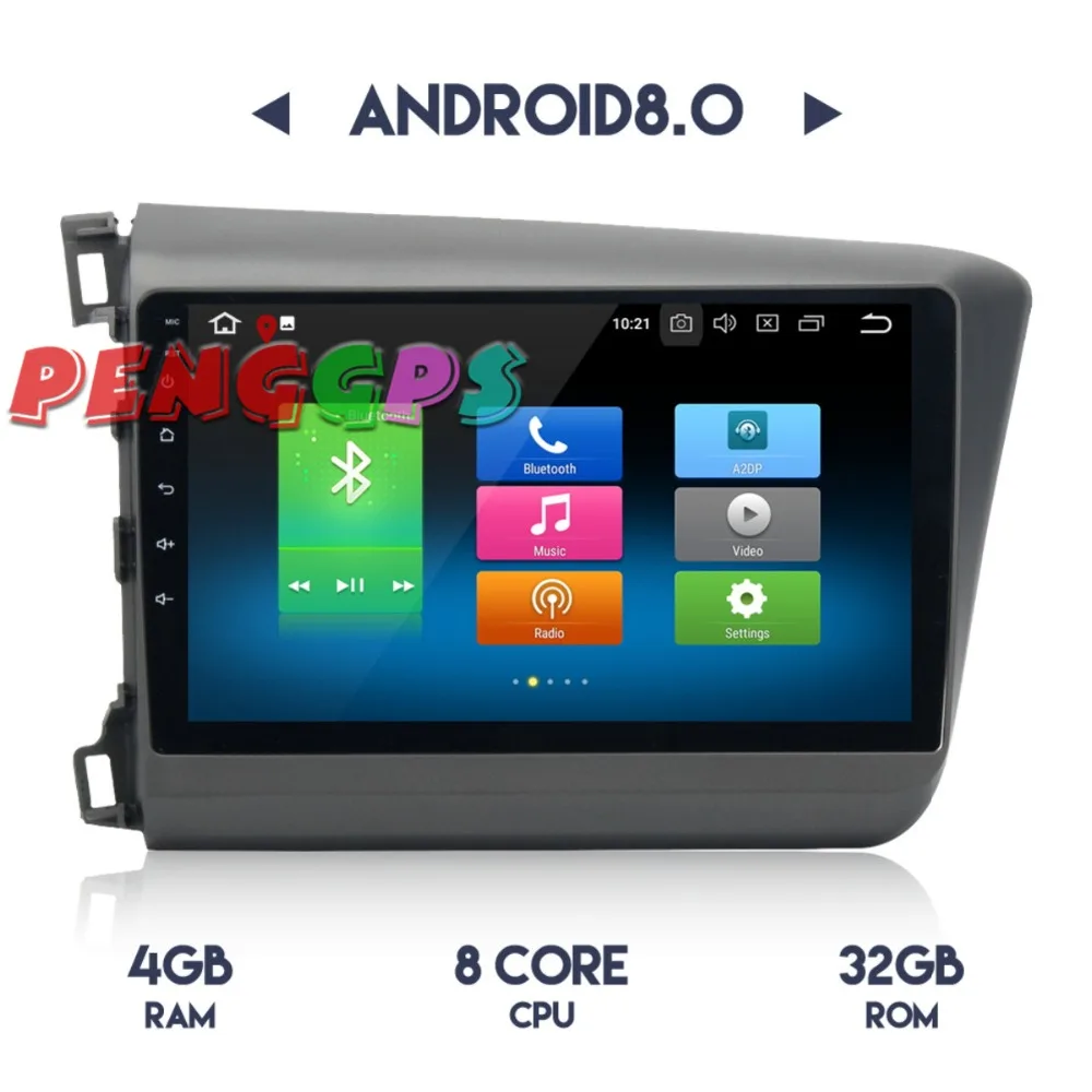 2 din Android 8 0 7 1 автомобильный Радио dvd плеер gps навигация для Honda Civic 2012 2015 левый
