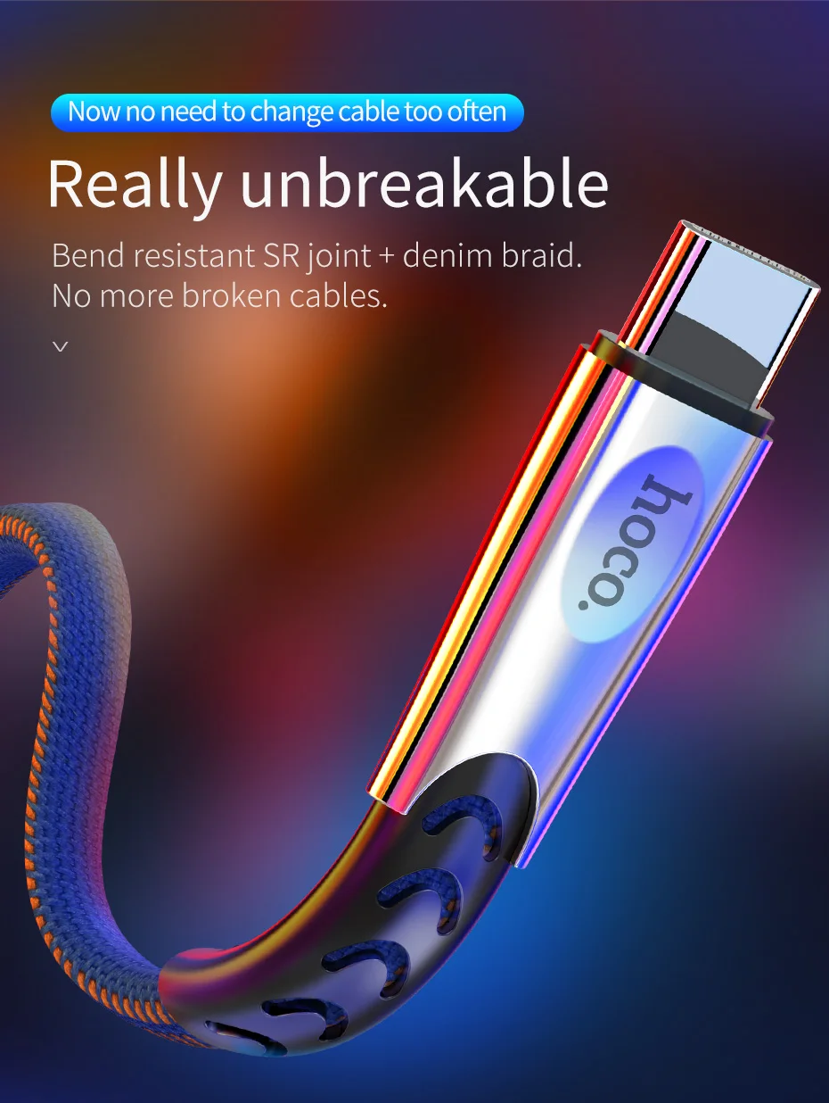 HOCO usb type-C кабель UBS-C 3,1 A кабель для быстрой зарядки USB type-C кабель для синхронизации данных для мобильного телефона samsung Xiaomi huawei