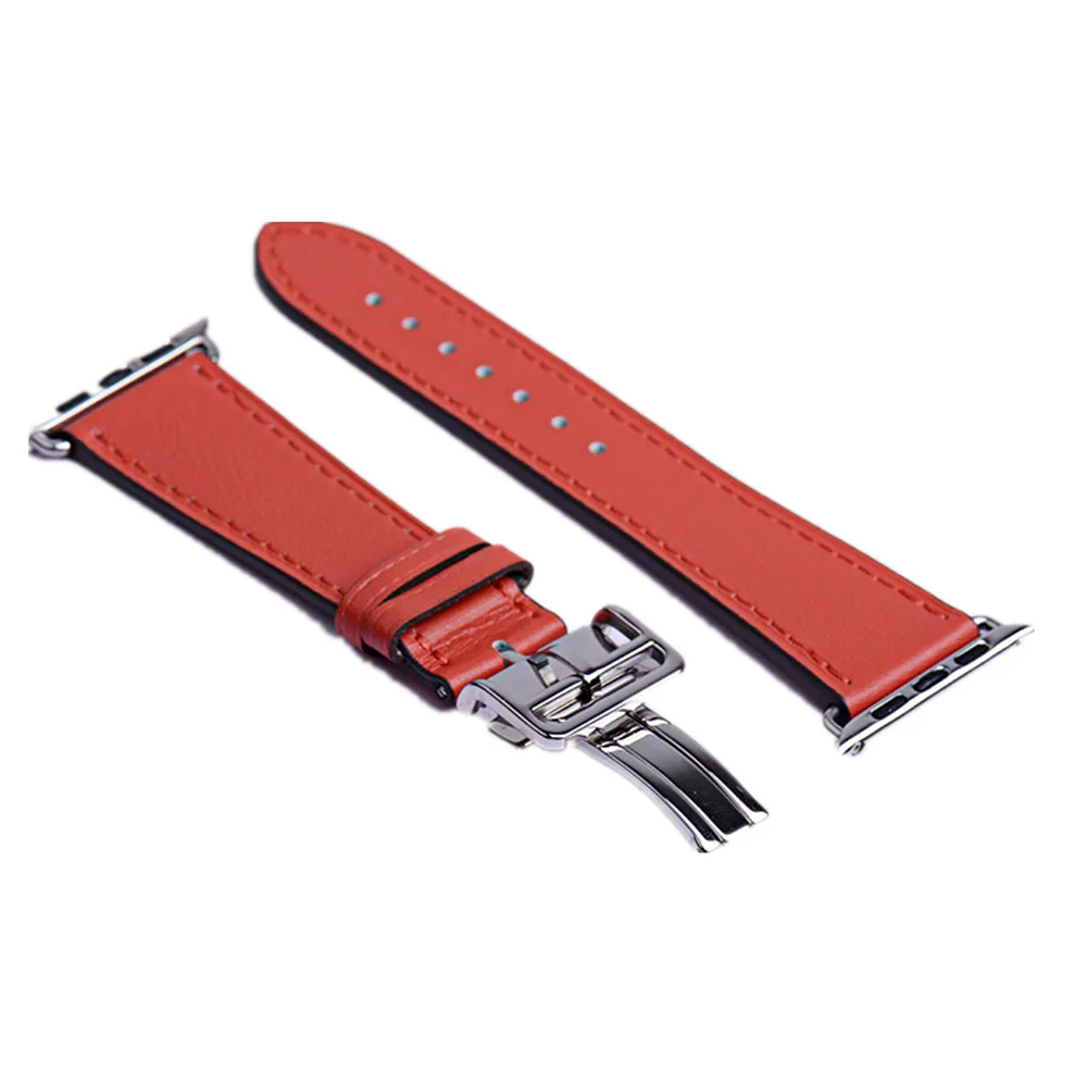 Genuine Leather Loop For Apple Watch 44mm 40mm Band Double Tour 42mm iwatch series 5 4 3 2 Replacement strap 38mm bracelet women