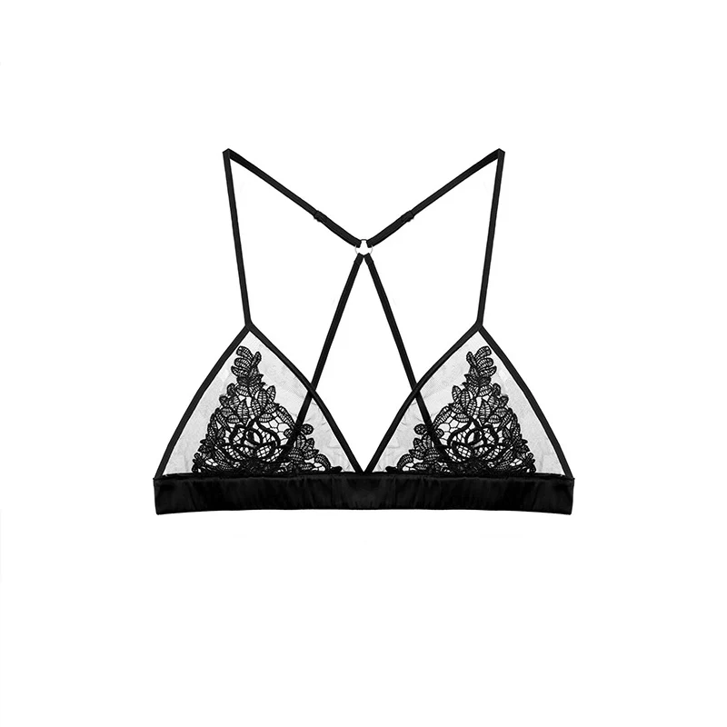 Black-bra Бюстгальтер без косточек, Прозрачный Ультра тонкий летний комплект с бюстгальтером, сексуальный женский комплект с чашечками Triangel, беспроводной бюстгальтер, женское нижнее белье, эротическое белье - Цвет: Black-bra