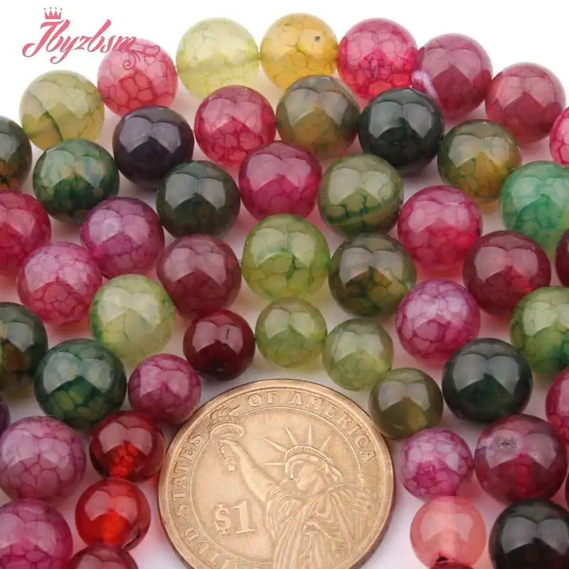 6 8 10mm Smooth Round Bead Cracked Multicolor Agates Stone Beads For DIY Necklace Bracelets Jewelry Making 15&quot Free Shipping | Украшения