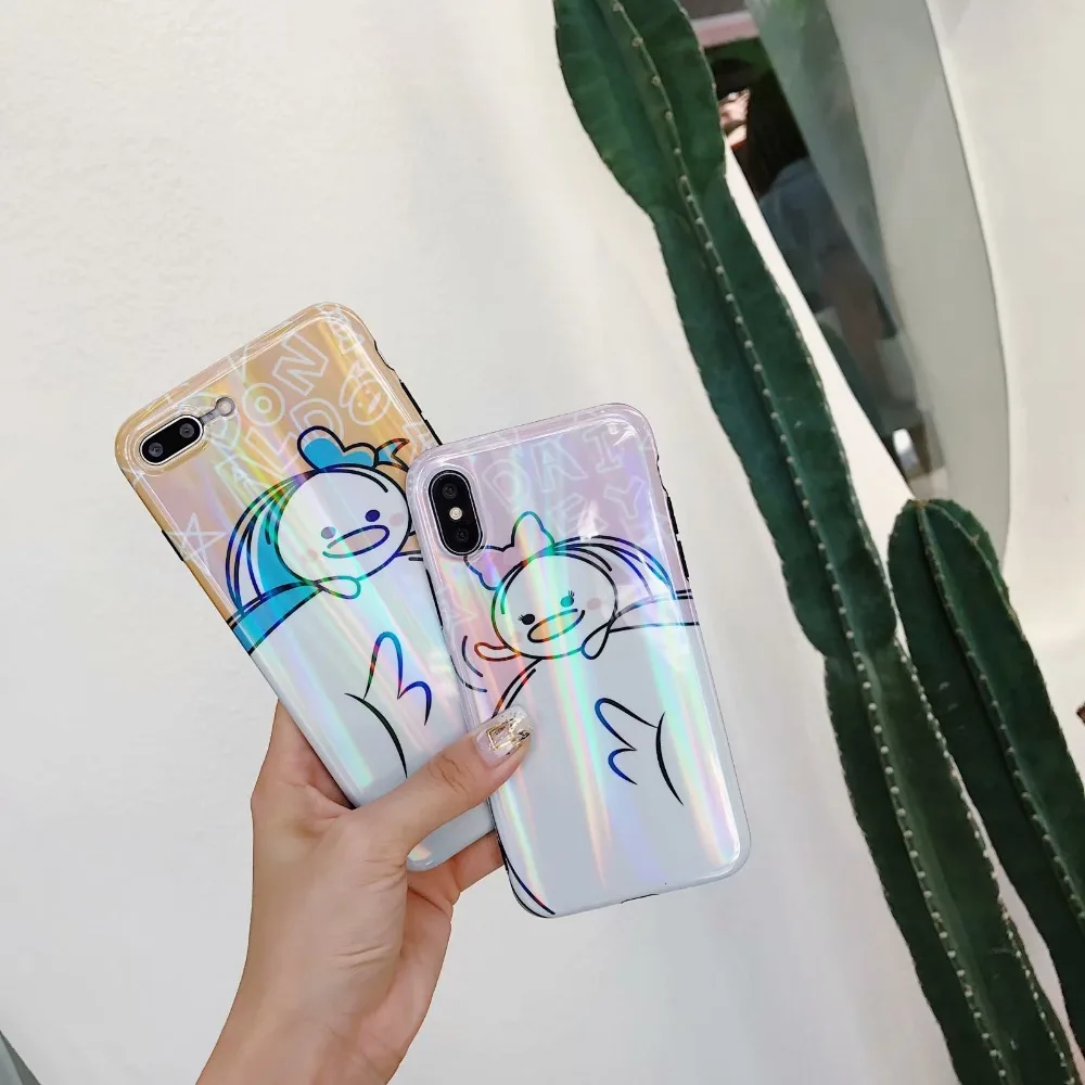 ORYKSZ для iPhone 7 plus мультфильм утка рисунком Глянцевая телефона силиконовые чехлы