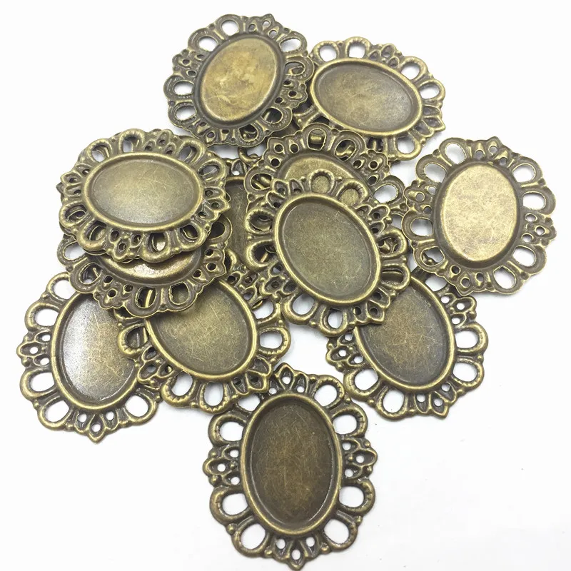 10 шт. бронзовые коннекторы для украшения филигранные обертки овальной формы 18x13