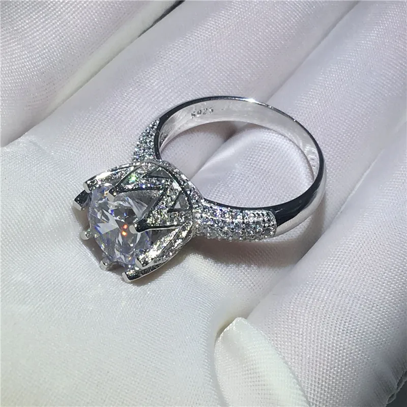 Choucong Пасьянс Корона кольцо 925 пробы серебро 5ct AAAAA Циркон Обручальное кольцо кольца для мужчин и женщин ювелирные изделия Размер 5-13