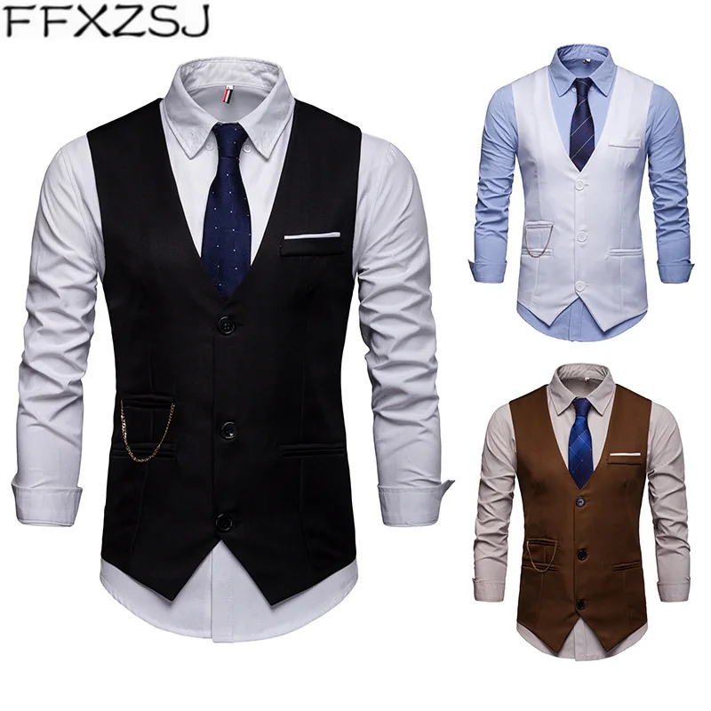 FFXZSJ Brand 2019 Europe edition men's accessories match nightclub suit waistcoat vest men slim | Мужская одежда