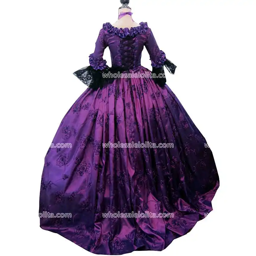 Лучшие продажи 17 века фиолетовый Мария Антуанетта Пол длина праздничная одежда