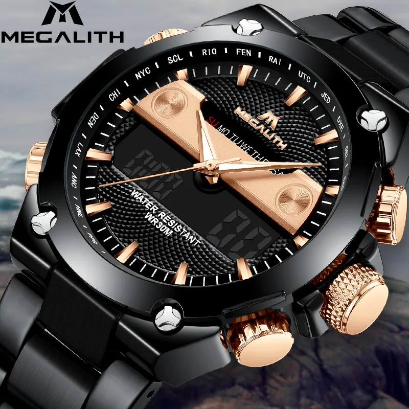 MEGALITH мужские часы Военные Спортивные цифровой светодиодный Будильник Дата