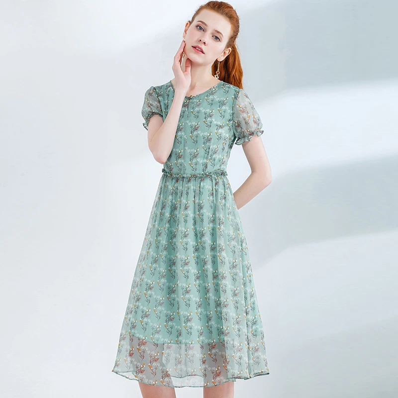 ONLY PLUS Summer Short Lantern Sleeve Printing dress Elegant Chiffon Floral High Quality Lining Casual Woman Dresses Sweet 2018 | Женская