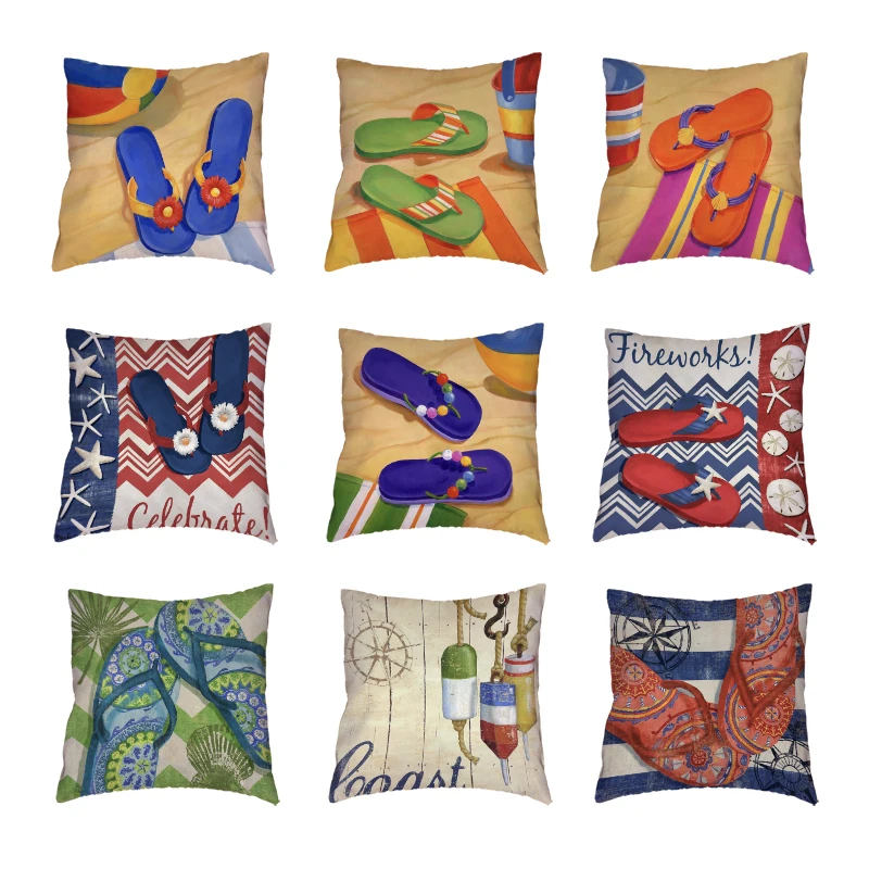 Горячая Распродажа пляжные морские геометрические тапочки белая наволочка для