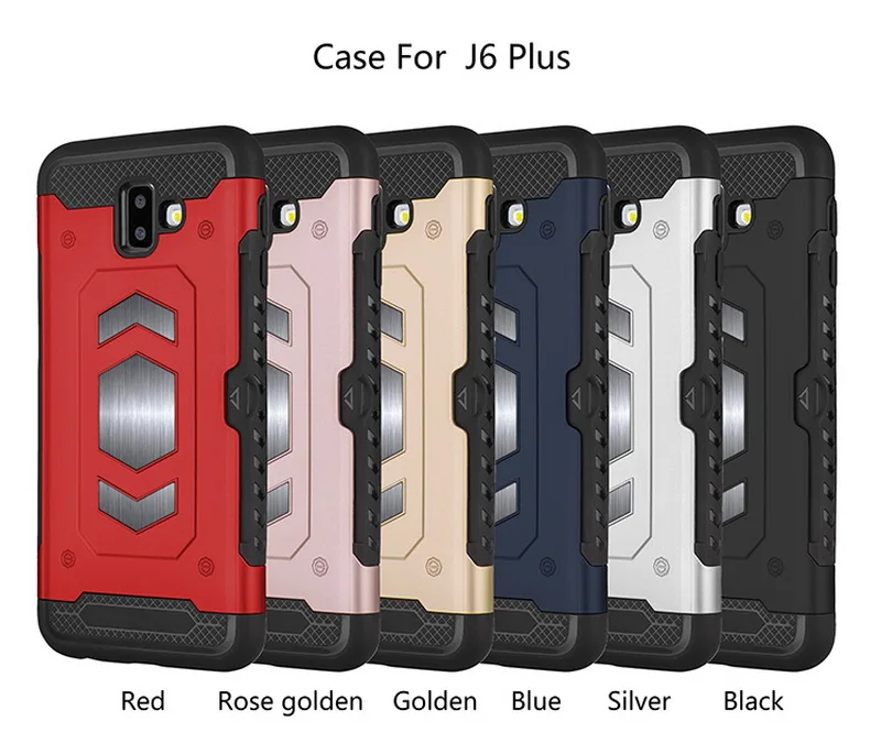 For Galaxy J6 Plus Armor Case Card Pocket Magnetic Car Mount Phone Samsung J4 J5 J7 Pro 2017 USA Protective Cover Coque |