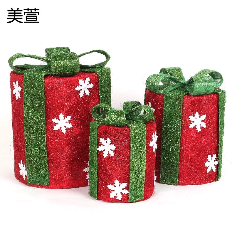 Снежинка Рождественские украшения конопли подарок круглый LED подарочной коробке