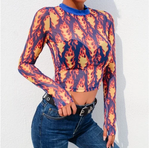 Лидер продаж 2019 модная футболка Женский пикантный облегающий сетчатый