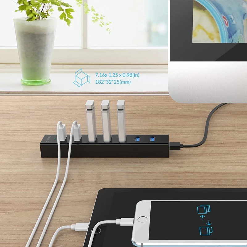 Высокоскоростной Концентратор ORICO с 7 портами USB 3 0 АБС-пластик цвет черный