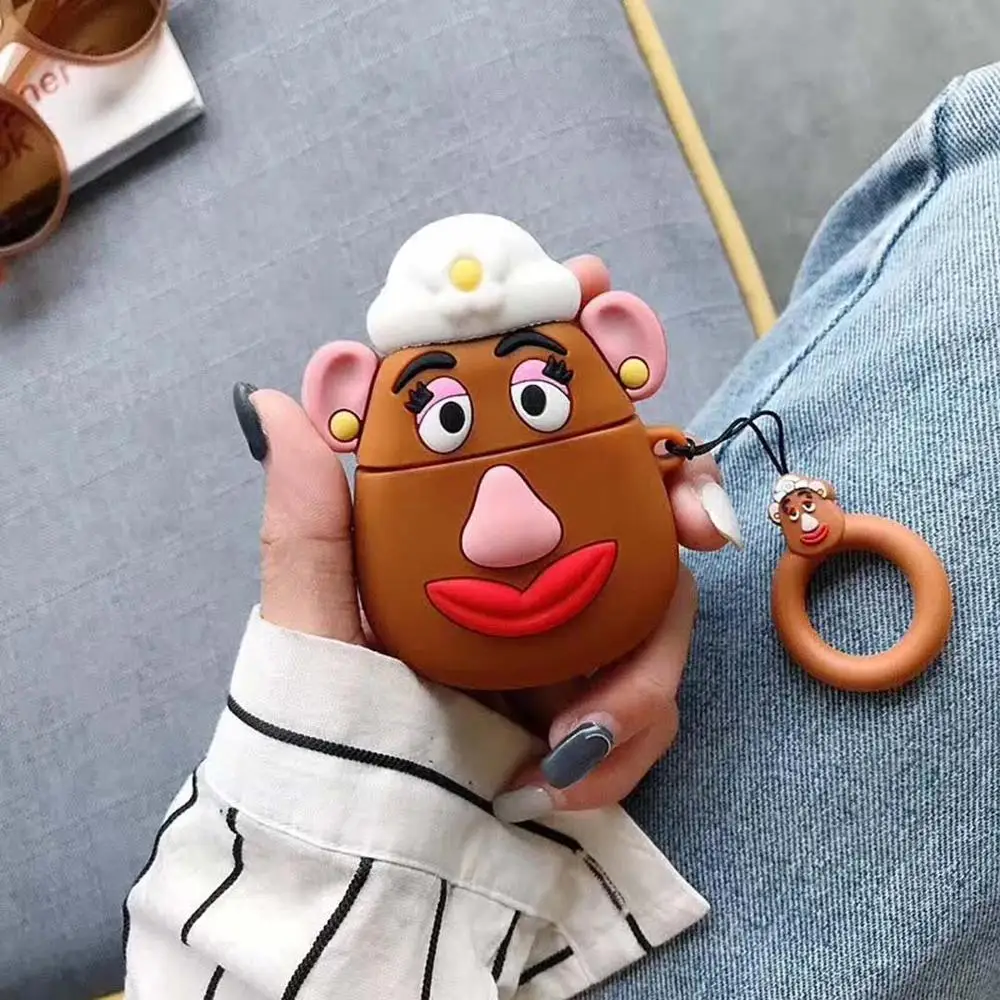 TD-W LOVERONY Cute Cartoon Bluetooth Earphone 3D Silicone Case For AirPods 2 1 Headset Protective Cover Apple Air pods Charging Box - Цвет: TD-W