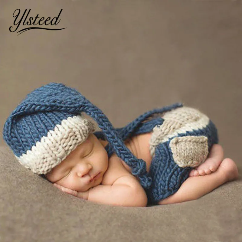 Crochet baby outfits new born boys clothes set knitted hat with tails newborn photography accessories photo props | Детская одежда и