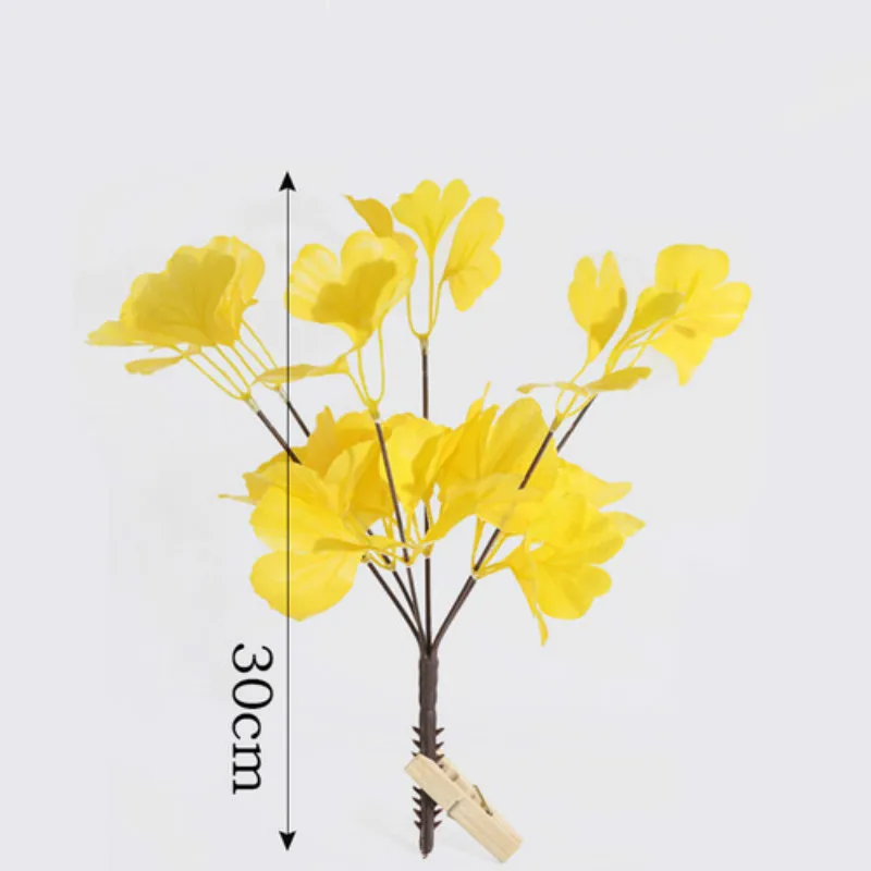 Искусственные растения Ginkgo Biloba пластиковые ветви дерева листья ручной работы