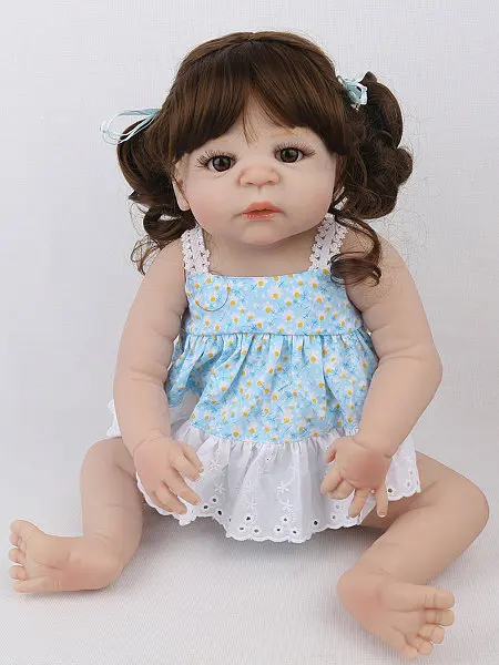 Reborn Baby Doll для девочек полностью виниловые силиконовые игрушки ванной синее