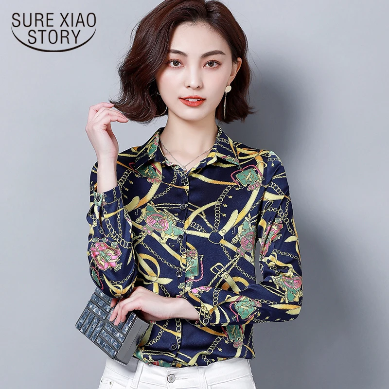 

fashion woman blouse 2021 spring fashion plus size tops Colorful beautiful pattern lady shirt elegant wild women blouse 2177 50