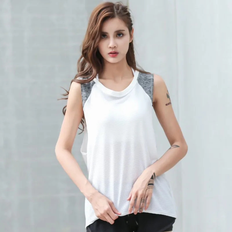 New Quick-Drying Polyester Women Yoga Vest Loose Thin Breathable Sexy Mesh Stretch Sleeveless Fitness Running Sportswear S/M/L | Спорт и