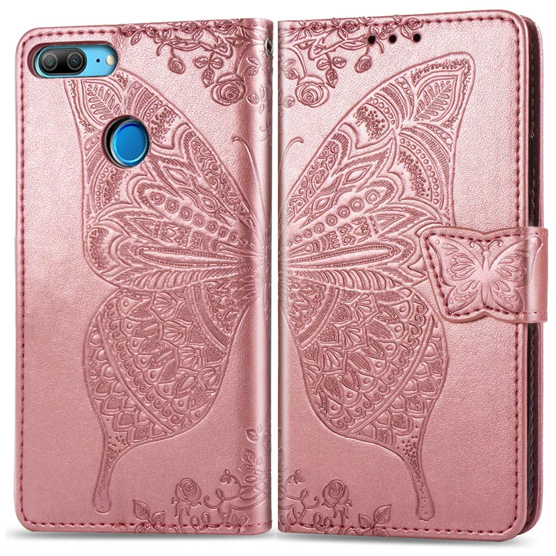 Rose Gold Умный FIG-LX1 чехол huawei P, мягкий силиконовый роскошный кожаный чехол с 3D бабочкой, флип-чехол для huawei P Smart, чехол 5,65 - Цвет: Rose Gold