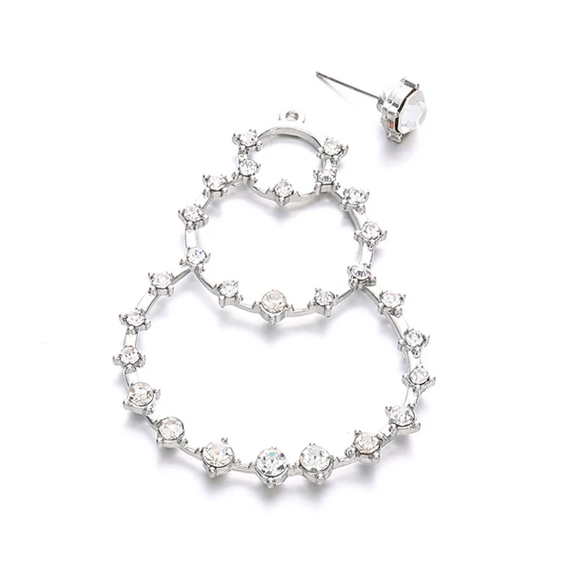 Серьги-подвески женские массивные с круглыми кристаллами