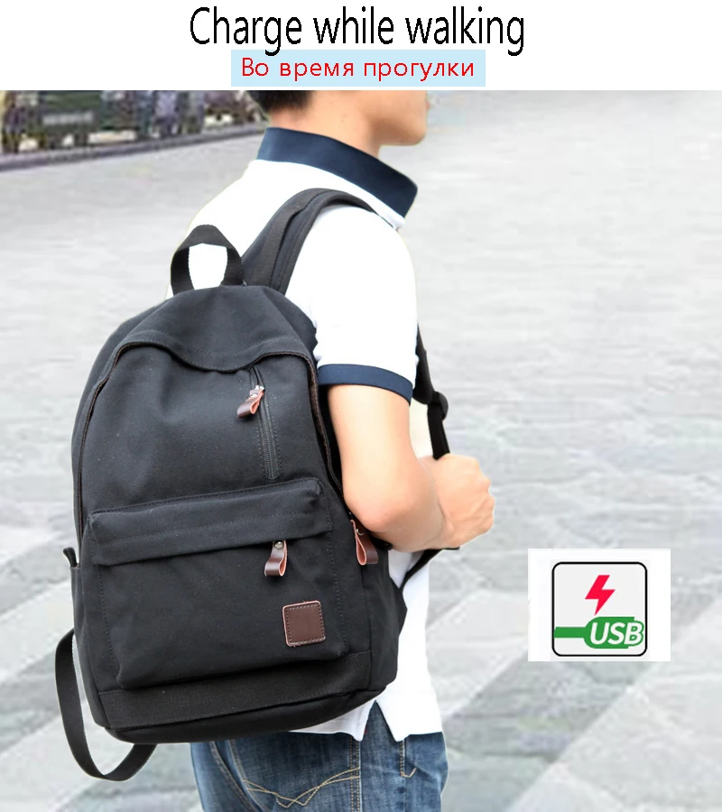 Мужской рюкзак Boshikang с зарядкой через usb, повседневный, хлопковый, холщовый, для колледжа, студентов, школьные сумки, винтажный, для ноутбука, для путешествий, рюкзак для подростков